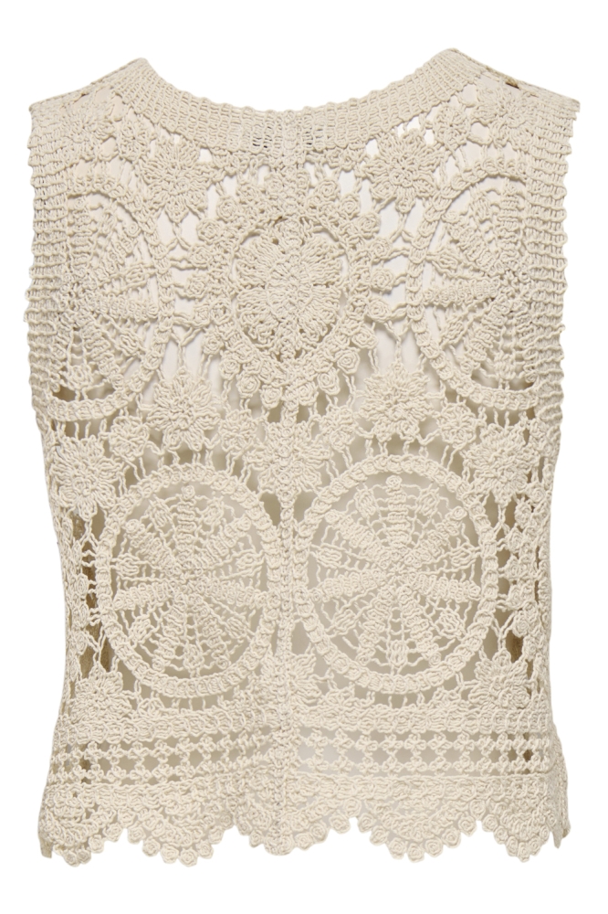 JDYVIC S/L V-NECK TIE VEST KNT 15347425 TAPIOCA